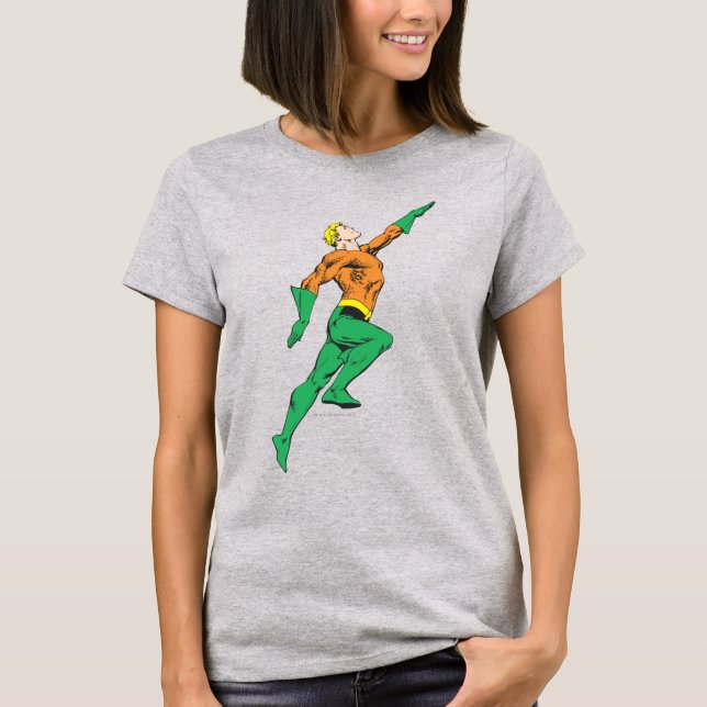 Aquaman Leaps Up T-Shirt (Front)