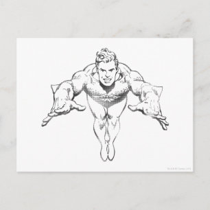 Aquaman Lunging Forward BW Postcard
