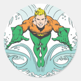 Aquaman Lunging Forward Classic Round Sticker