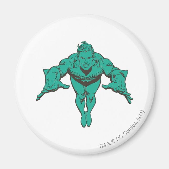 Aquaman Lunging Forward - Teal Magnet (Front)