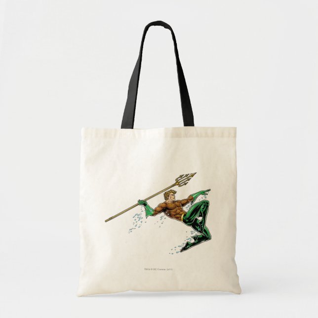 Aquaman Lunging with Spear Tote Bag (Front)