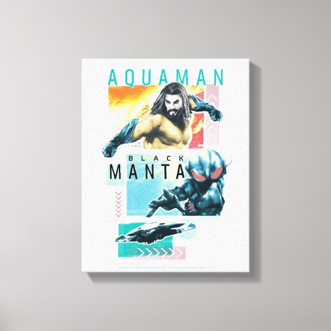 Aquaman | Modernist Aquaman & Black Manta Graphic Canvas Print (Front)