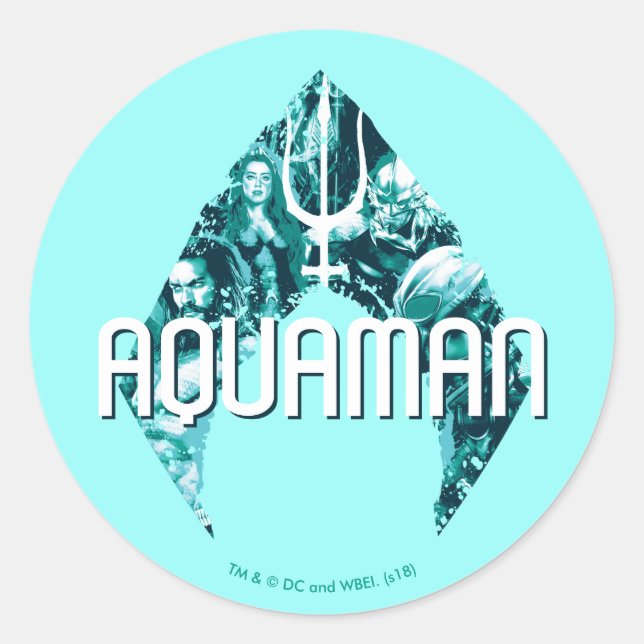 Aquaman | Orin, Mera, Orm & Black Manta In Symbol Classic Round Sticker (Front)