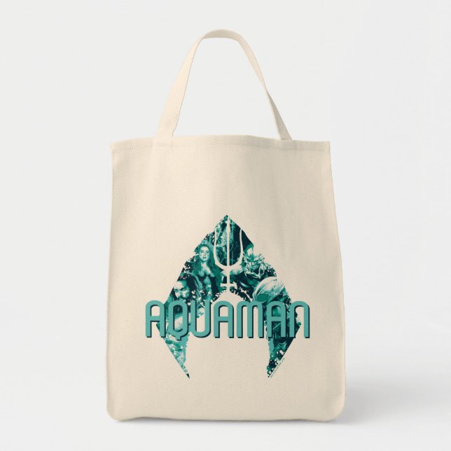 Aquaman | Orin, Mera, Orm & Black Manta In Symbol Tote Bag (Front)