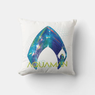 Aquaman   Refracted Aquaman Logo Cushion