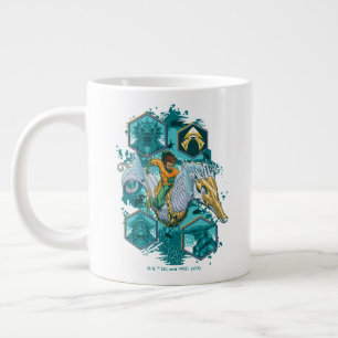 Aquaman Riding Seahorse Across Kingdoms Large Coffee Mug