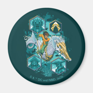 Aquaman Riding Seahorse Across Kingdoms Magnet