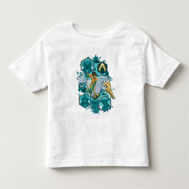 Aquaman Riding Seahorse Across Kingdoms Toddler T-Shirt (Front)