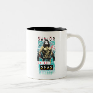 Aquaman "Saviour Of The Seas" Modernist Graphic Two-Tone Coffee Mug