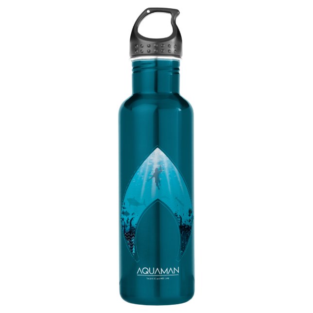 Aquaman | See Through Aquaman Logo Ocean Graphic 710 Ml Water Bottle (Front)