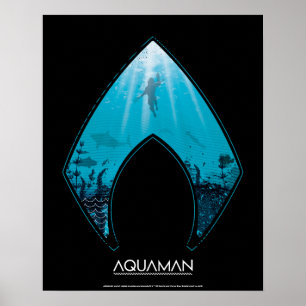 Aquaman See Through Aquaman Logo Ocean Graphic Poster