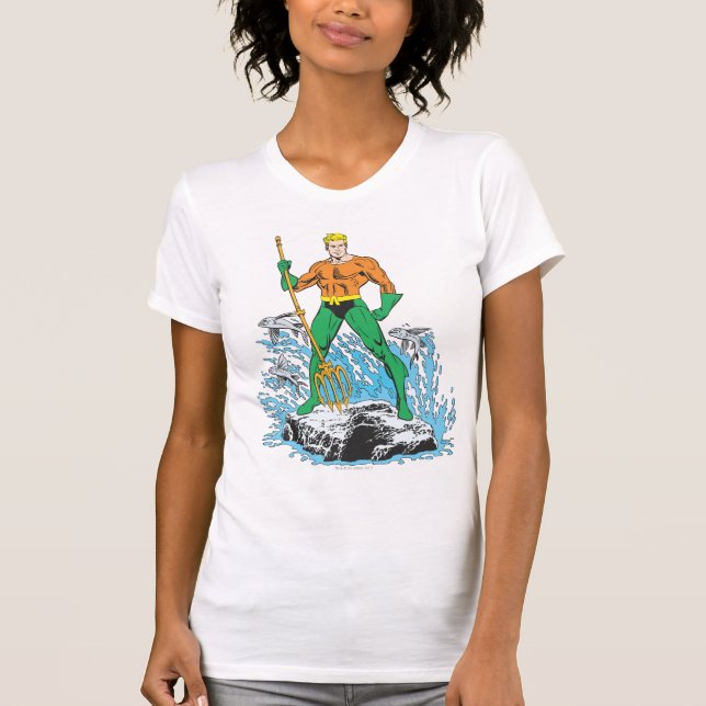 Aquaman Stands with Pitchfork Baby T-Shirt (Front)