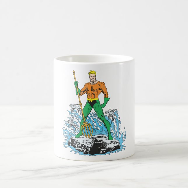 Aquaman Stands with Pitchfork Coffee Mug (Center)