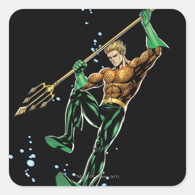Aquaman with Spear Square Sticker (Front)
