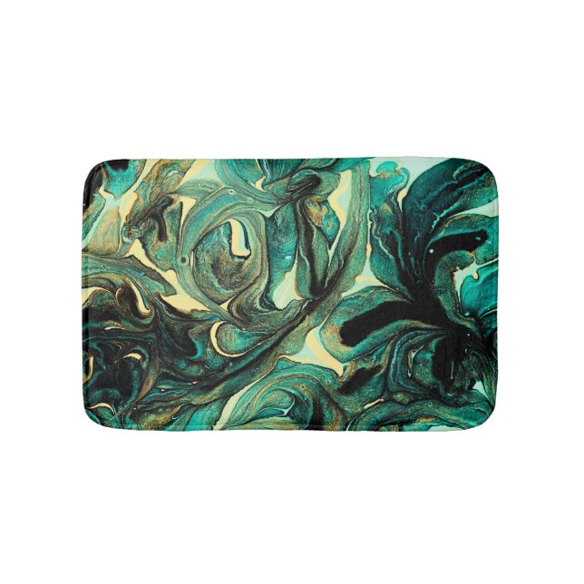 Aquamarine acrylic paints: abstract background. bath mat (Front)