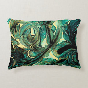 Aquamarine acrylic paints: abstract background. decorative cushion