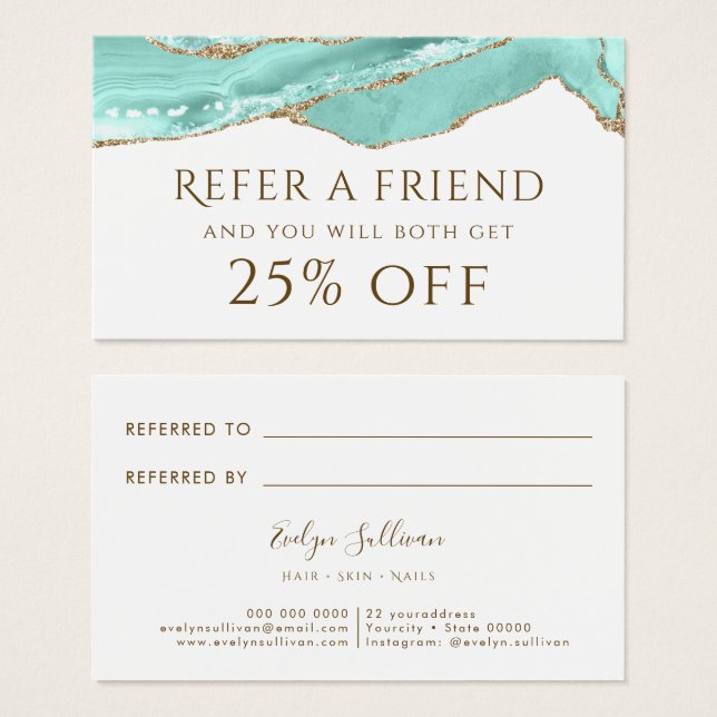 Aquamarine Agate Referral Card (Front & Back)