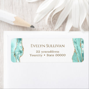 Aquamarine agate return address label