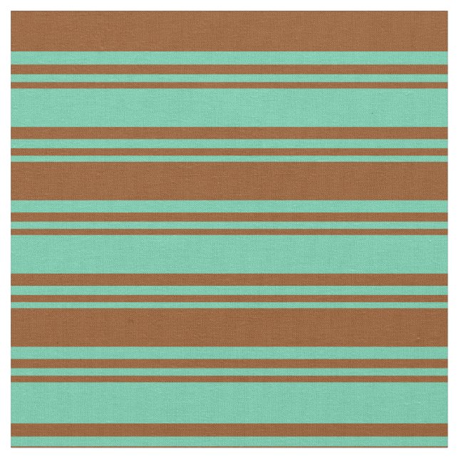Aquamarine and Brown Pattern Fabric (Close Up)
