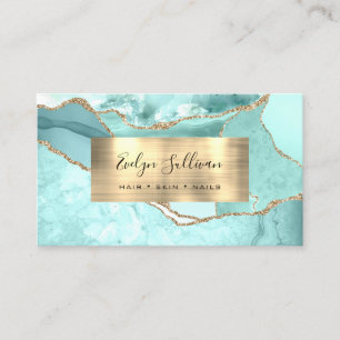 Aquamarine and Gold Agate Business Card