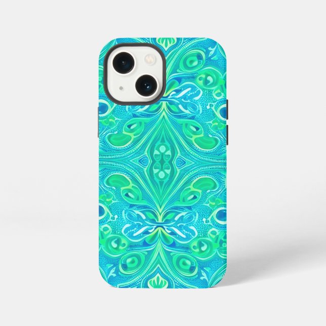 Aquamarine Arabesque Bohemian Pattern  iPhone Case (Back)
