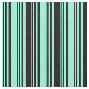 Aquamarine & Black Coloured Lined Pattern Fabric