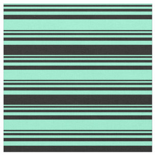 Aquamarine & Black Coloured Lined/Striped Pattern Fabric