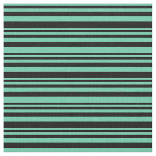 Aquamarine & Black Coloured Stripes Pattern Fabric