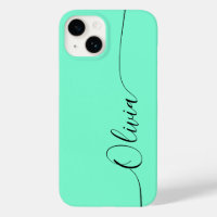 Aquamarine Black Elegant Calligraphy Script Name