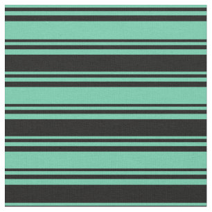 Aquamarine & Black Lined/Striped Pattern Fabric