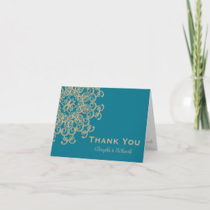 AQUAMARINE BLUE AND GOLD INDIAN WEDDING THANK YOU