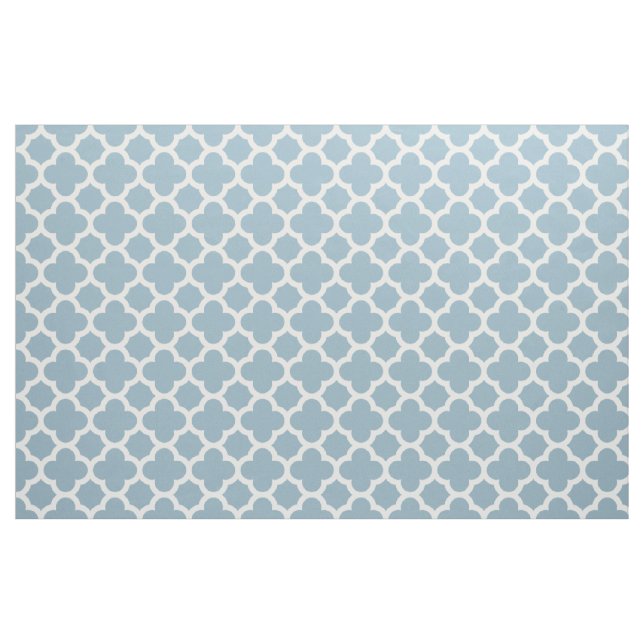 Aquamarine Blue Classic Quatrefoil Pattern Fabric (Yard)