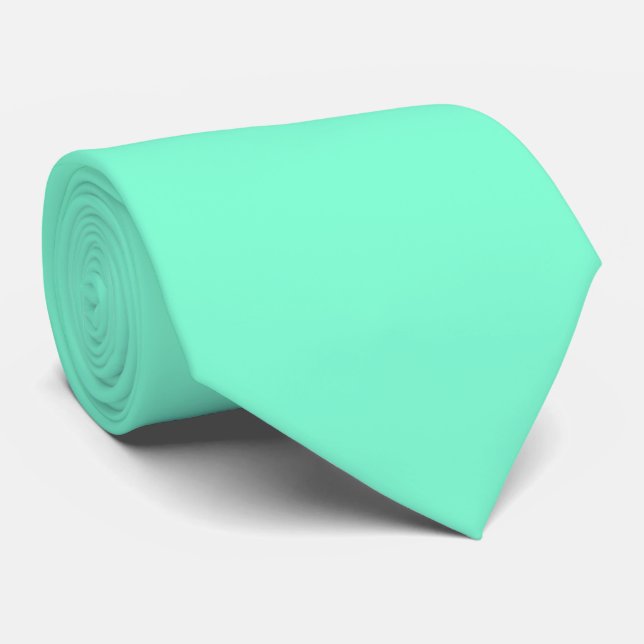 Aquamarine Blue Colour Solid Plain Tie (Rolled)