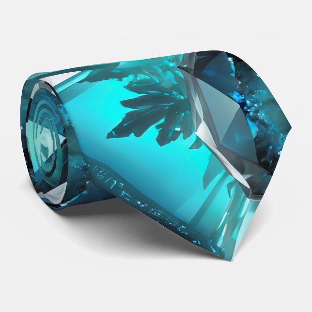 Aquamarine Blue Green Teal Gemstone Crystal Magic  Tie (Rolled)