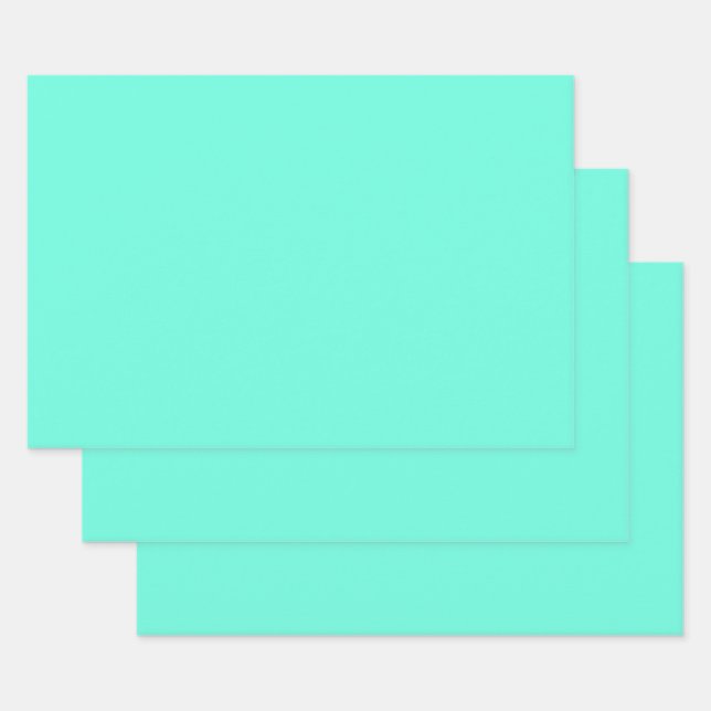 Aquamarine Blue Green Turquoise Solid Colour Wrapping Paper Sheet (Set)