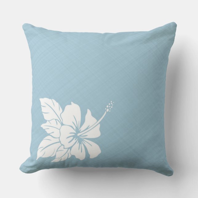 Aquamarine Blue Hibiscus Cushion (Front)