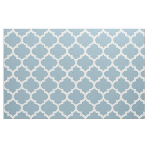 Aquamarine Blue Moroccan Quatrefoil Trellis Fabric