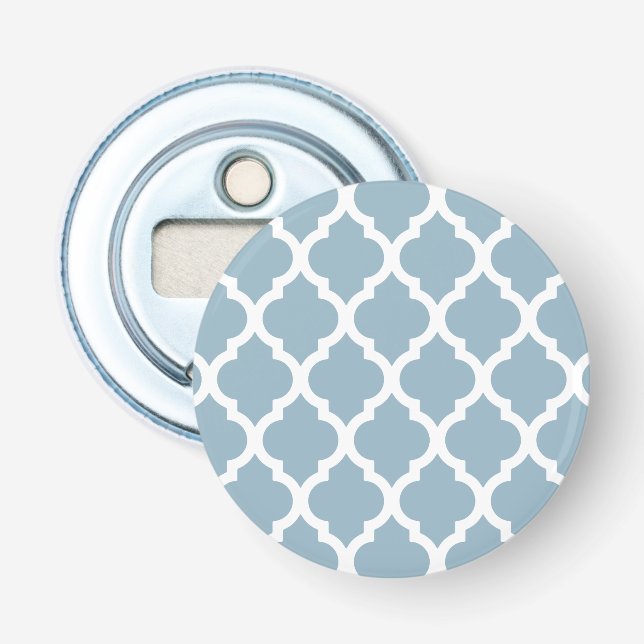 Aquamarine Blue Moroccan Tile Trellis Bottle Opener (Front)