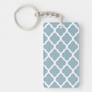 Aquamarine Blue Moroccan Tile Trellis Key Ring