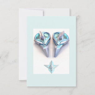 Aquamarine blue silver heart jewellery thank you  card