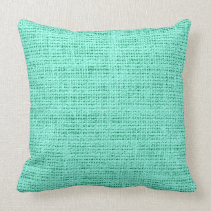 Aquamarine burlap linen background cushion
