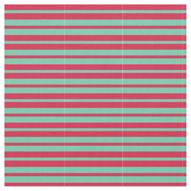 Aquamarine & Crimson Coloured Lines Fabric (Close Up)