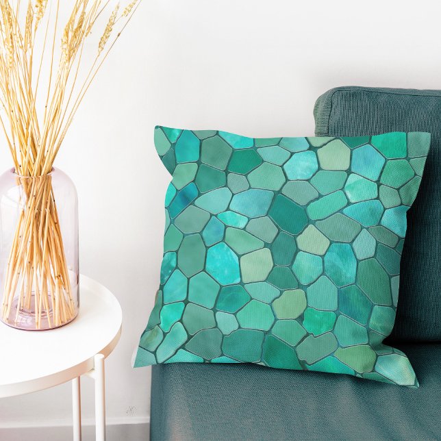 Aquamarine Cyan Mosaic Cushion (Creator Uploaded)