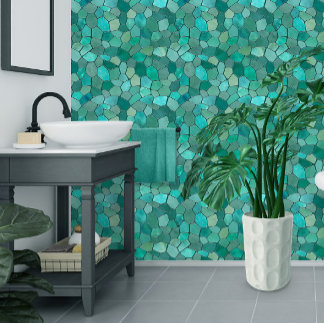 Aquamarine Cyan Mosaic Wallpaper