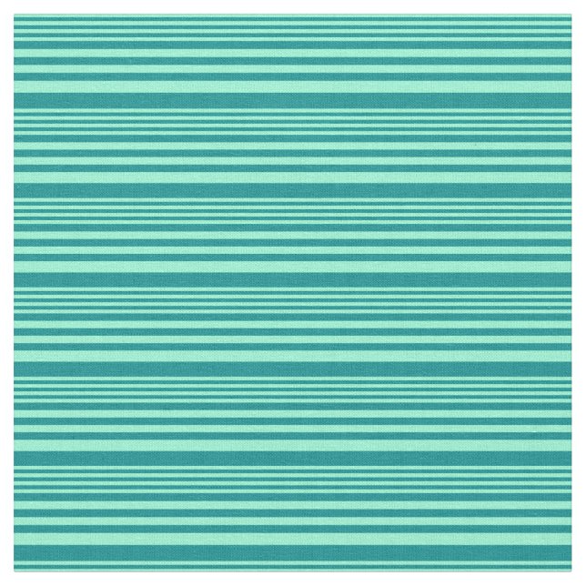 Aquamarine & Dark Cyan Lined/Striped Pattern Fabric (Close Up)