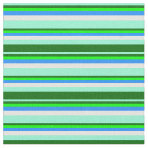 Aquamarine, Dark Green, Lime, Blue, and White Fabric