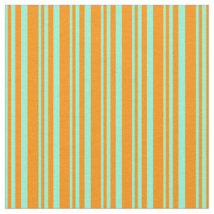 Aquamarine & Dark Orange Lines/Stripes Pattern Fabric