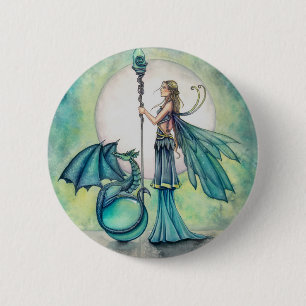 Aquamarine Dragon Fairy Fantasy Art 6 Cm Round Badge