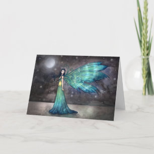 Aquamarine Eve Fantasy Fairy and Moon Art Card
