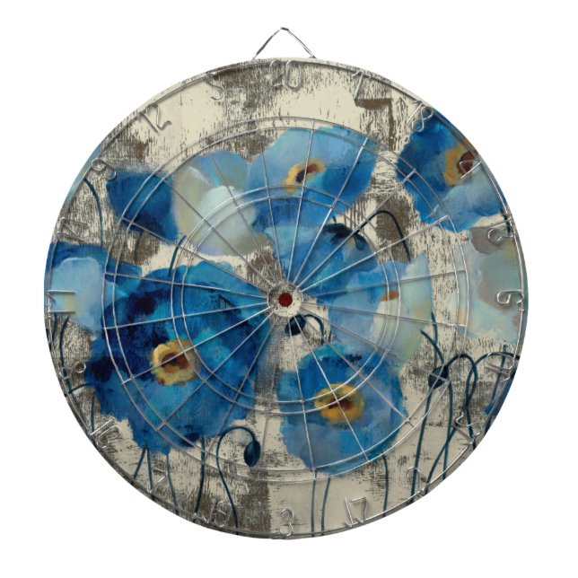 Aquamarine Floral Dartboard (Front)